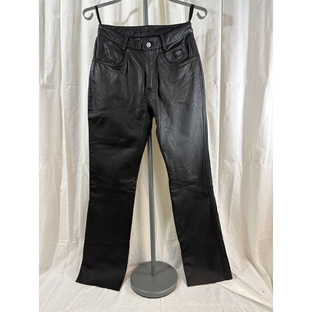 Vintage Y2K Harley-Davidson Women's Black Leather Pants Size 4 97048-00VW